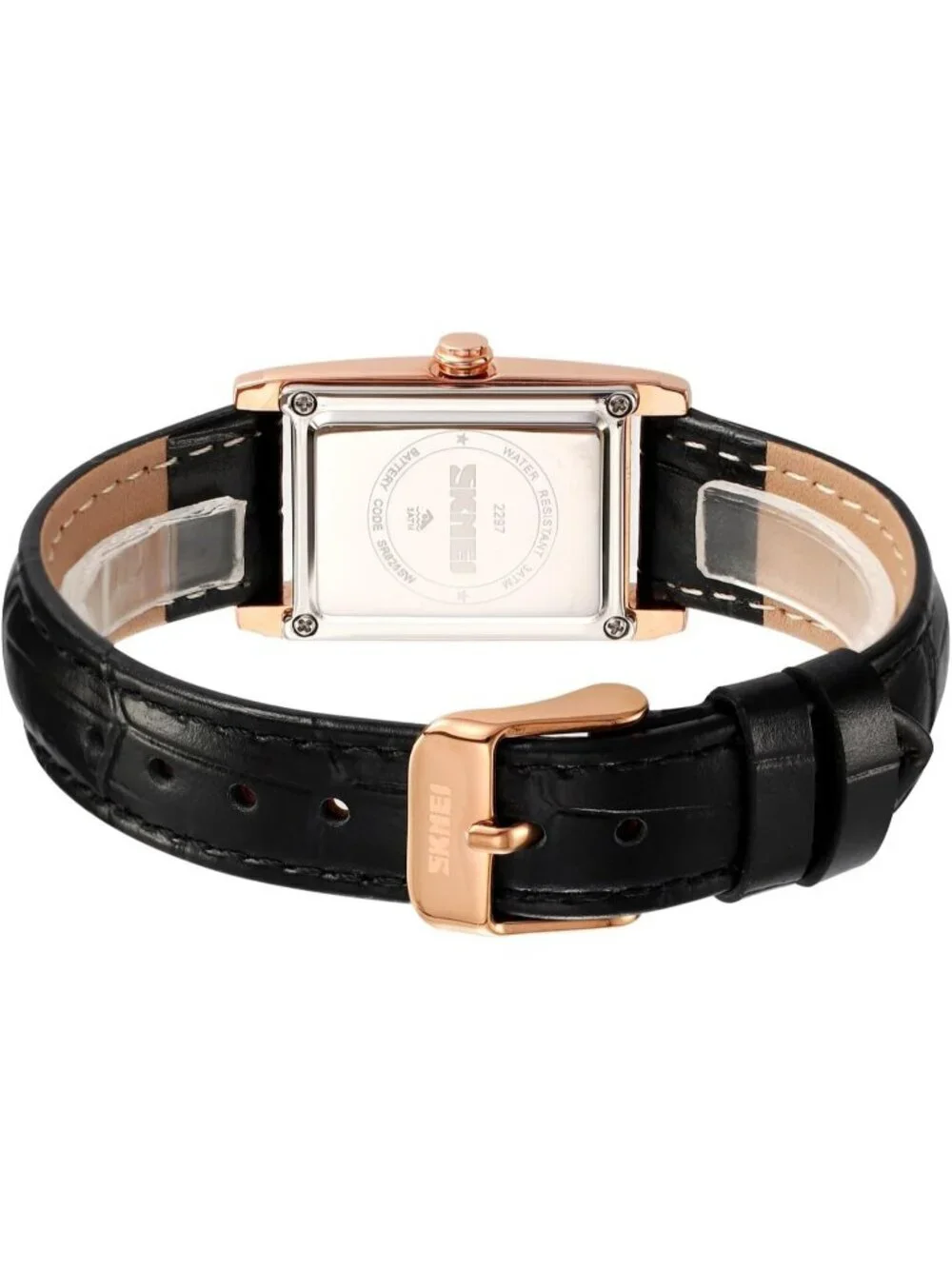 Women's Black And Gold Analog Ultra-Thin Rectangle Vintage Square Wrist Watch